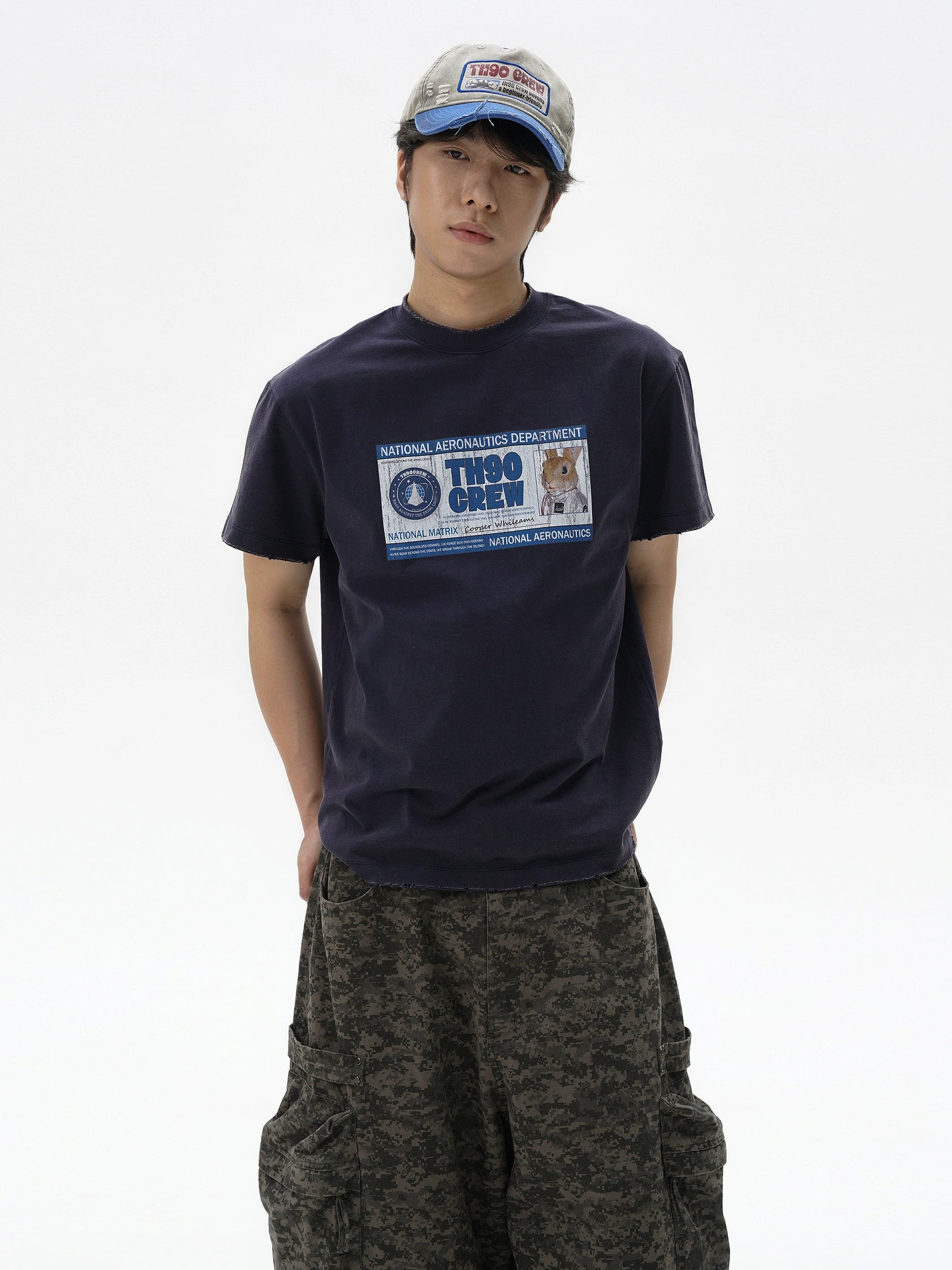 TH90 Rabbit Astronaut ID Card Destruction Print Tee