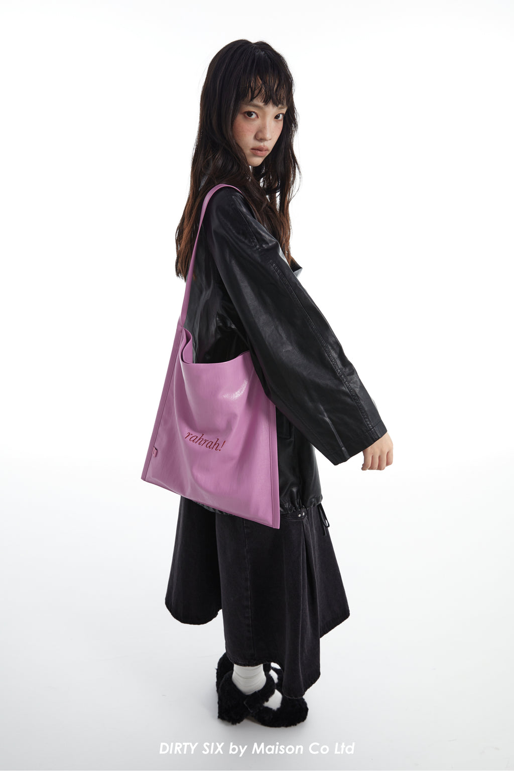 DirtySix "rahrah!" contrasting embroidery thread leather tote bag