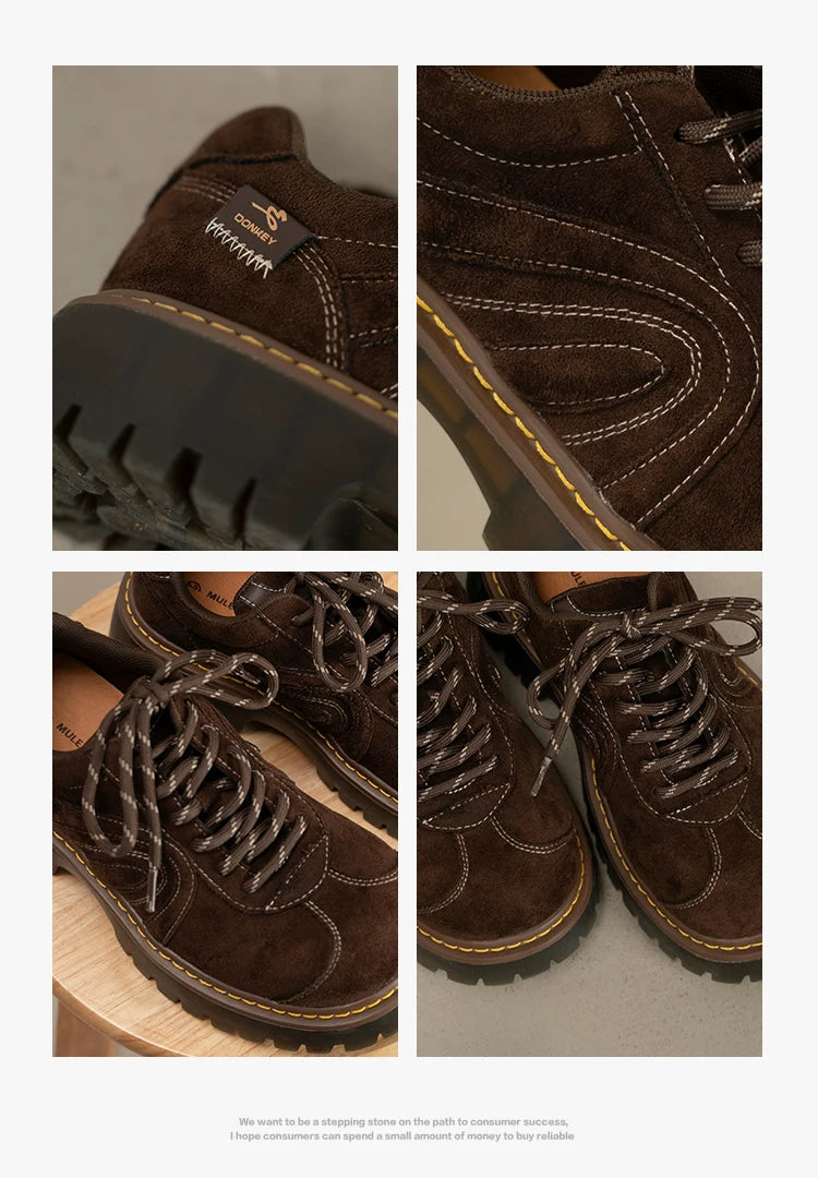 Donkey Retro Big Head Suede Platform Shoes