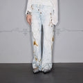 Rocawear Lace Stitching Digital 3D Printing Straight Jeans
