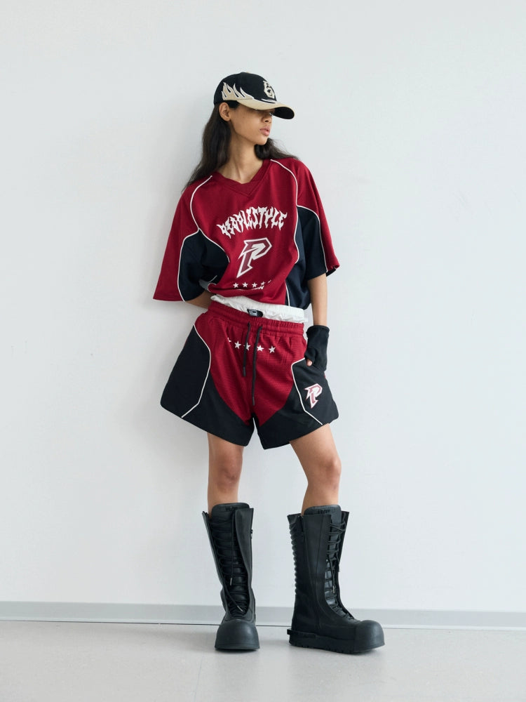 PEOPLESENSE Deconstruction Contrast Splicing Racing Quick Drying Tee