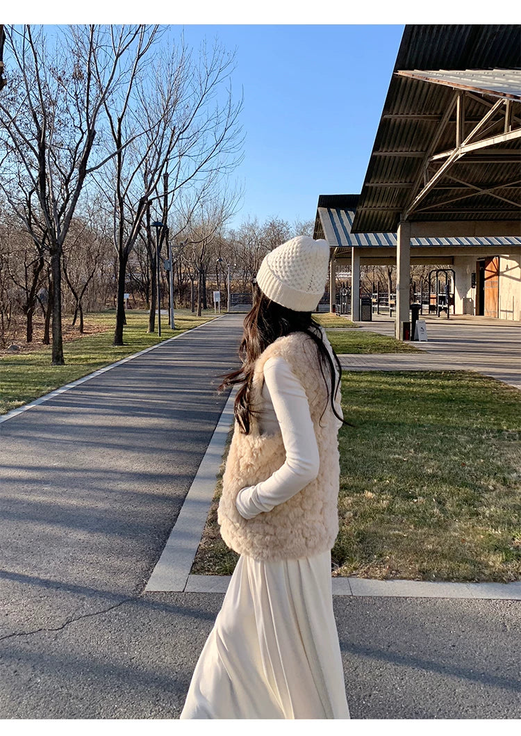 Pusumede Slim-fit Long-sleeved Knitted Sweater Pleated Drape Skirt Set