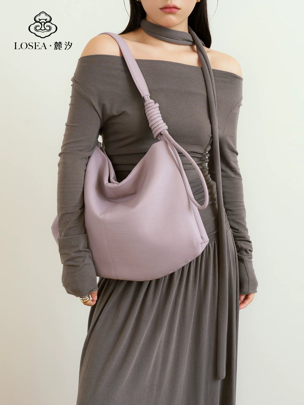 LOSEA Soft Leather Large Capacity Shoulder Bag