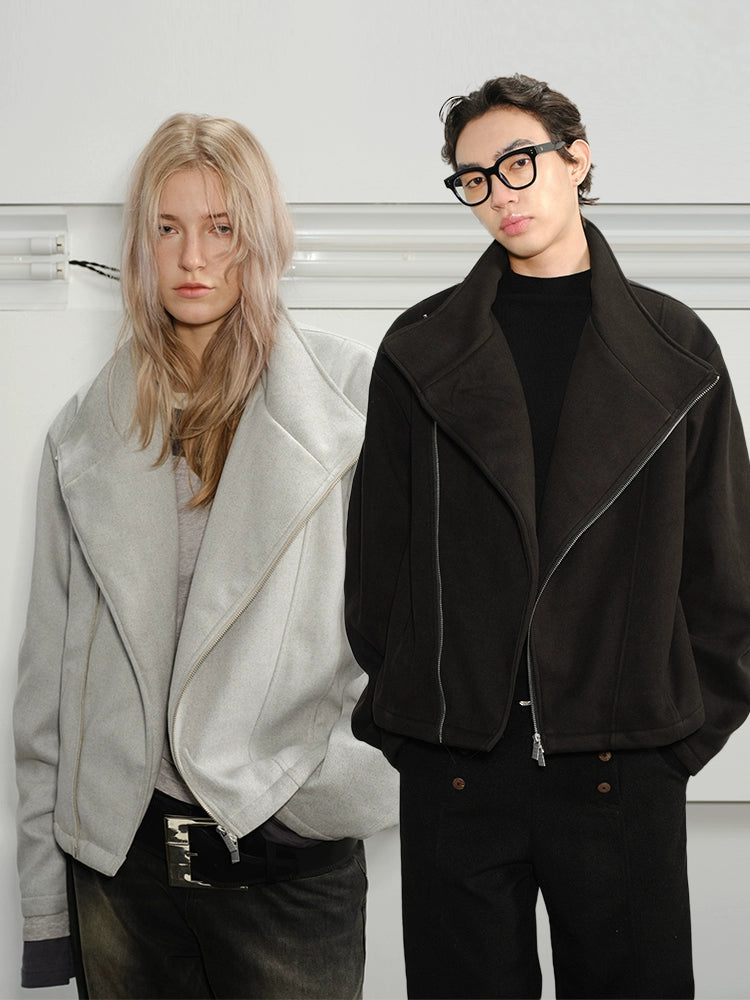 KREATE Diagonal Zipper Velvet Cotton Jacket Thick Jacket