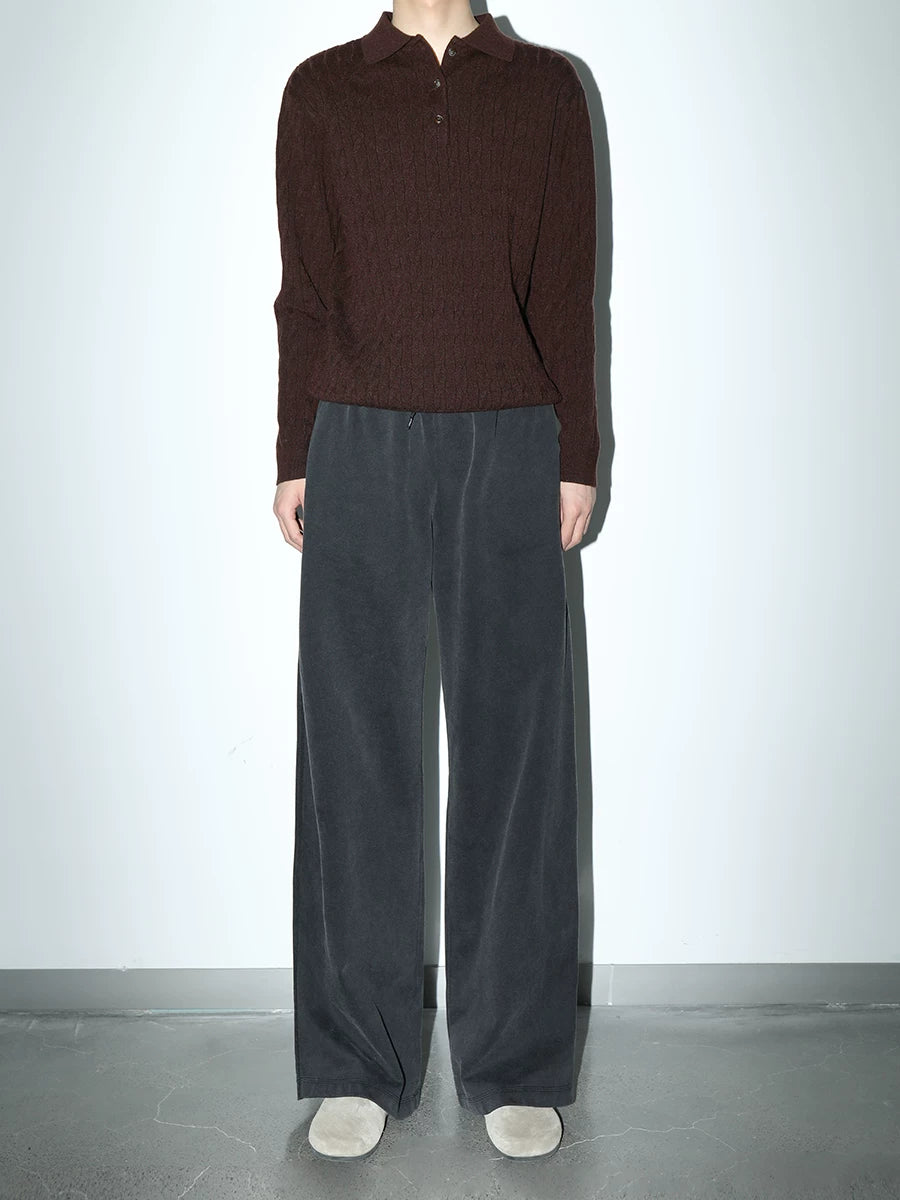 NO LOGO Wool Lyocell Twist Knitted Polo Shirt