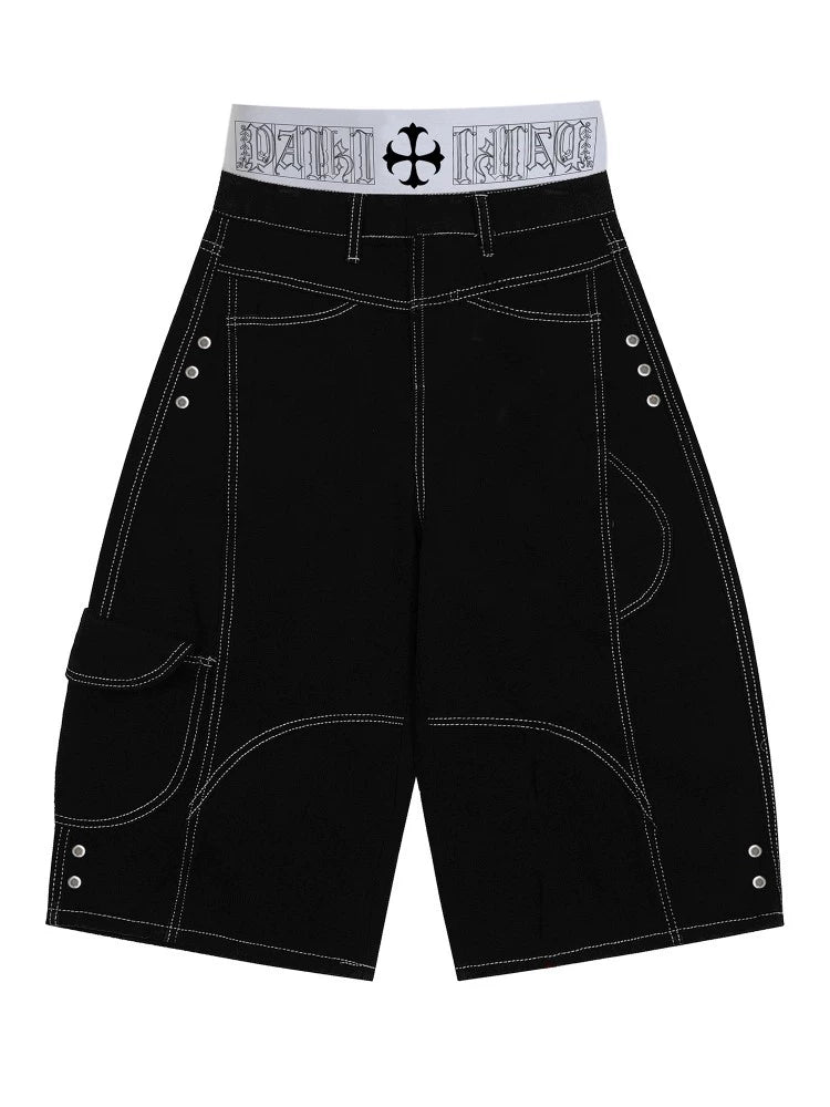 PAIKI Retro Deconstruction Bright Line Multi-pocket Tooling Slacks