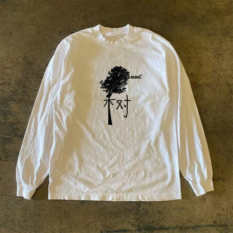 UPUPXIA Fun Print Loose Crew Neck Long Sleeve