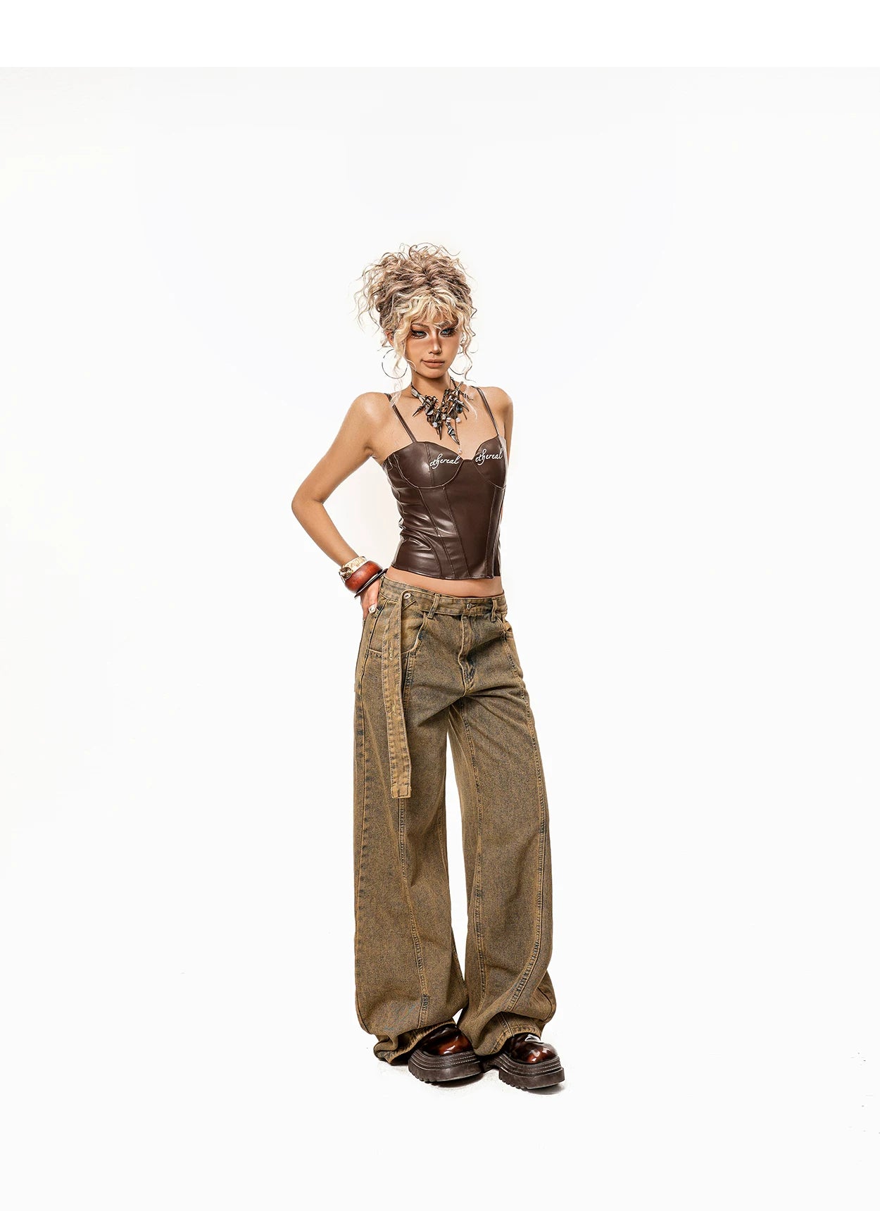 Arielink Vintage Tie-Dyed Dirty Straight Jeans