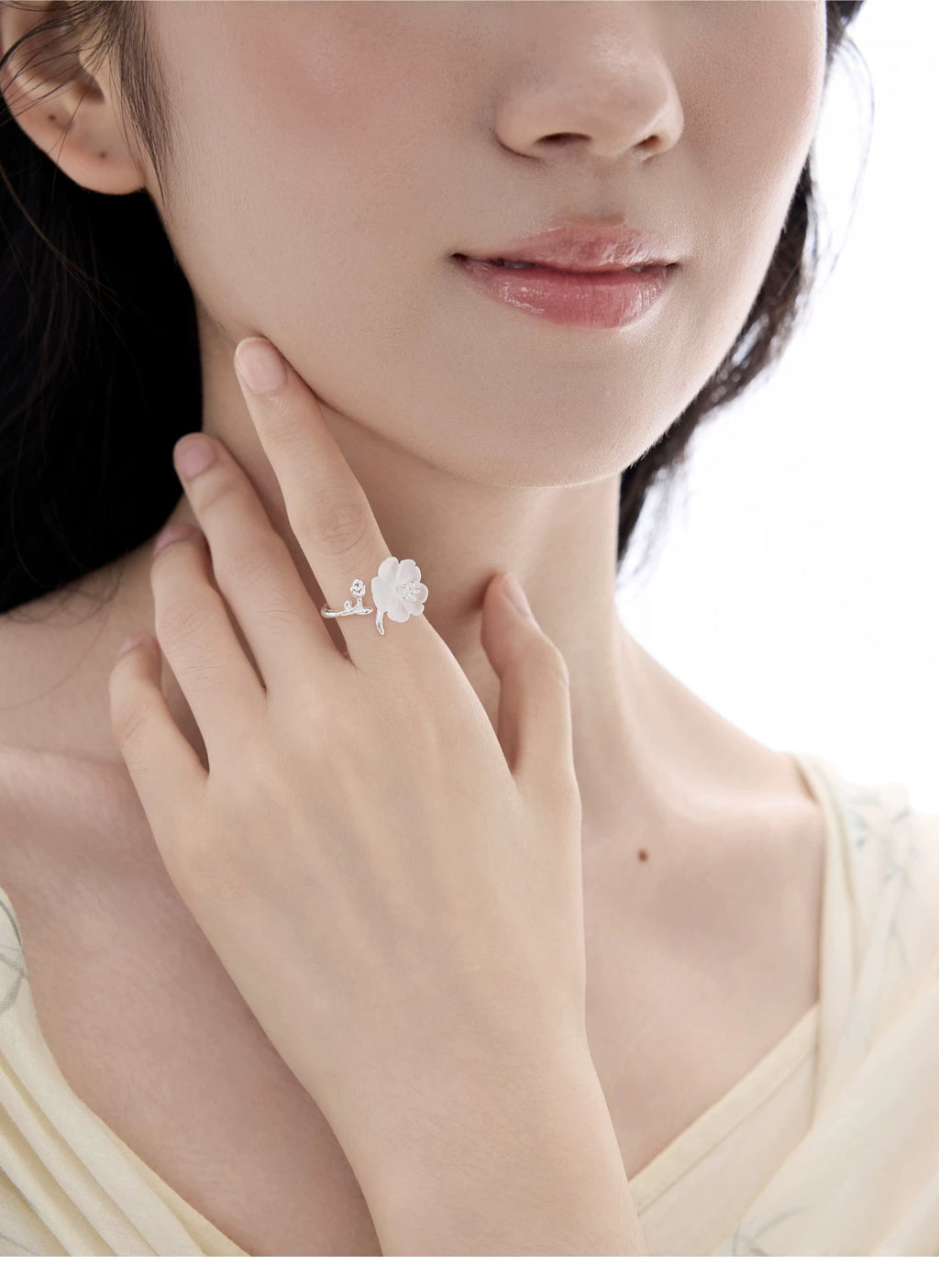 NO SOLUTION Niche Light Luxury Flower Opening Ring