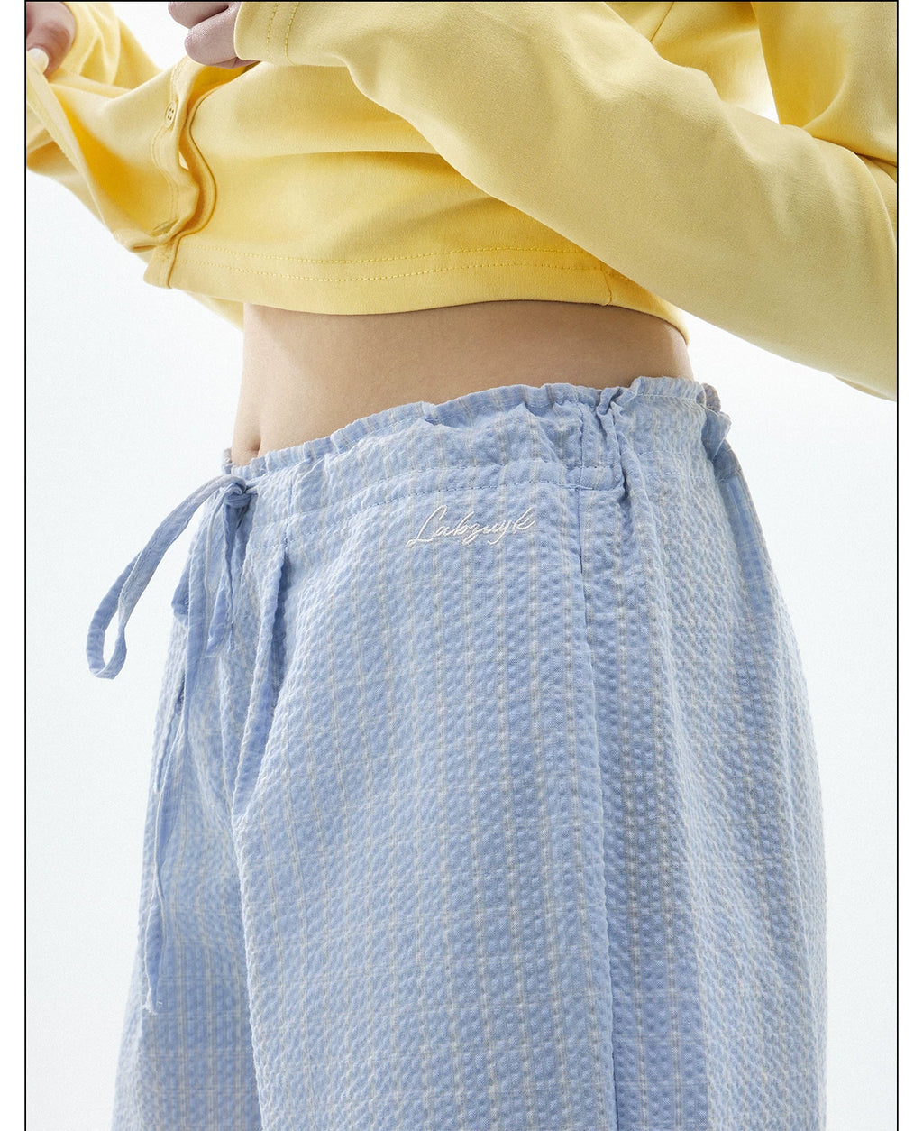 CHANT2nd Checked Straight Casual Wide-leg Pants