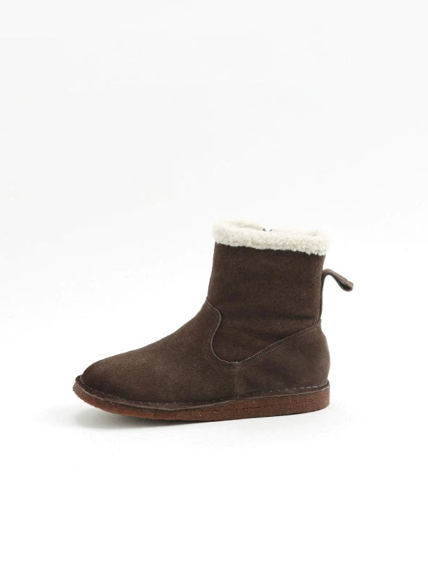 Milooey Retro Leather Mid-tube Snow Boots