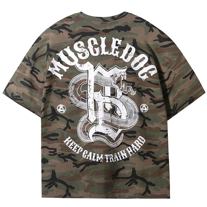 Muscle Dog Military Style Camouflage Sports and Leisure Tee