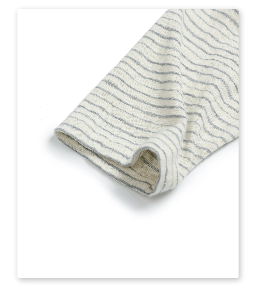 Set for Life Striped Lazy Casual Short Wide Crew Neck Long Sleeve