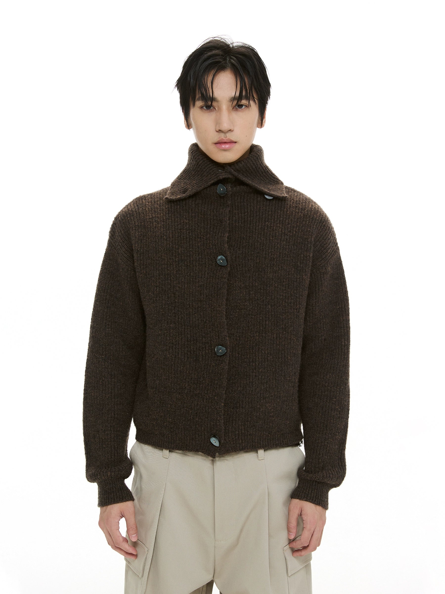 DIMC Wool Turtleneck Cardigan Sweater