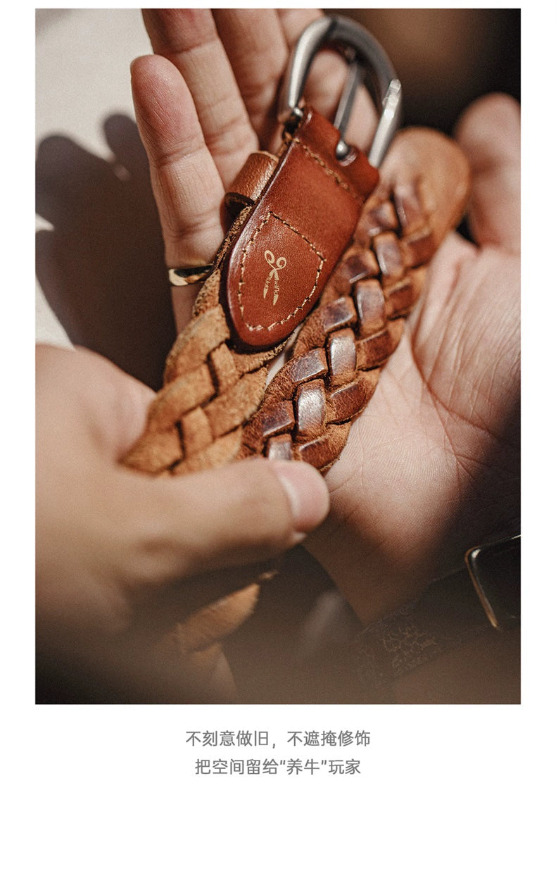 Madden Vintage Woven Cowhide Leather Belt