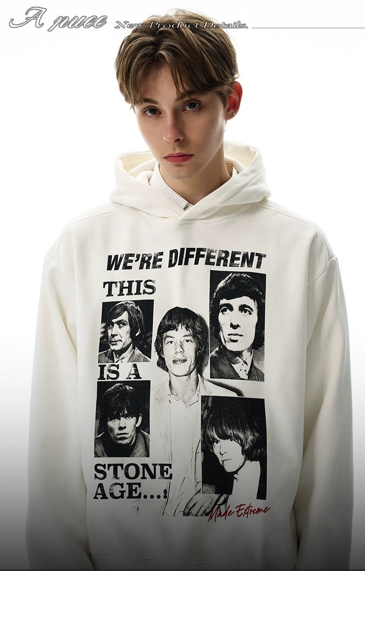 A PUEE Vintage Front Shoulder Short Wide Ruffian Handsome Hoodie