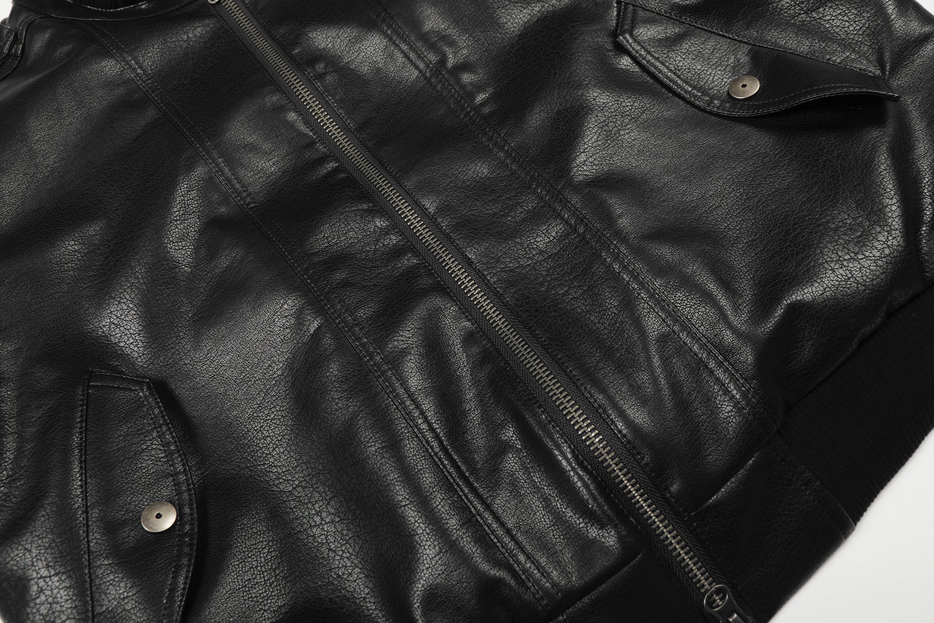 11KN Retro Short Wide Pu Leather Jacket