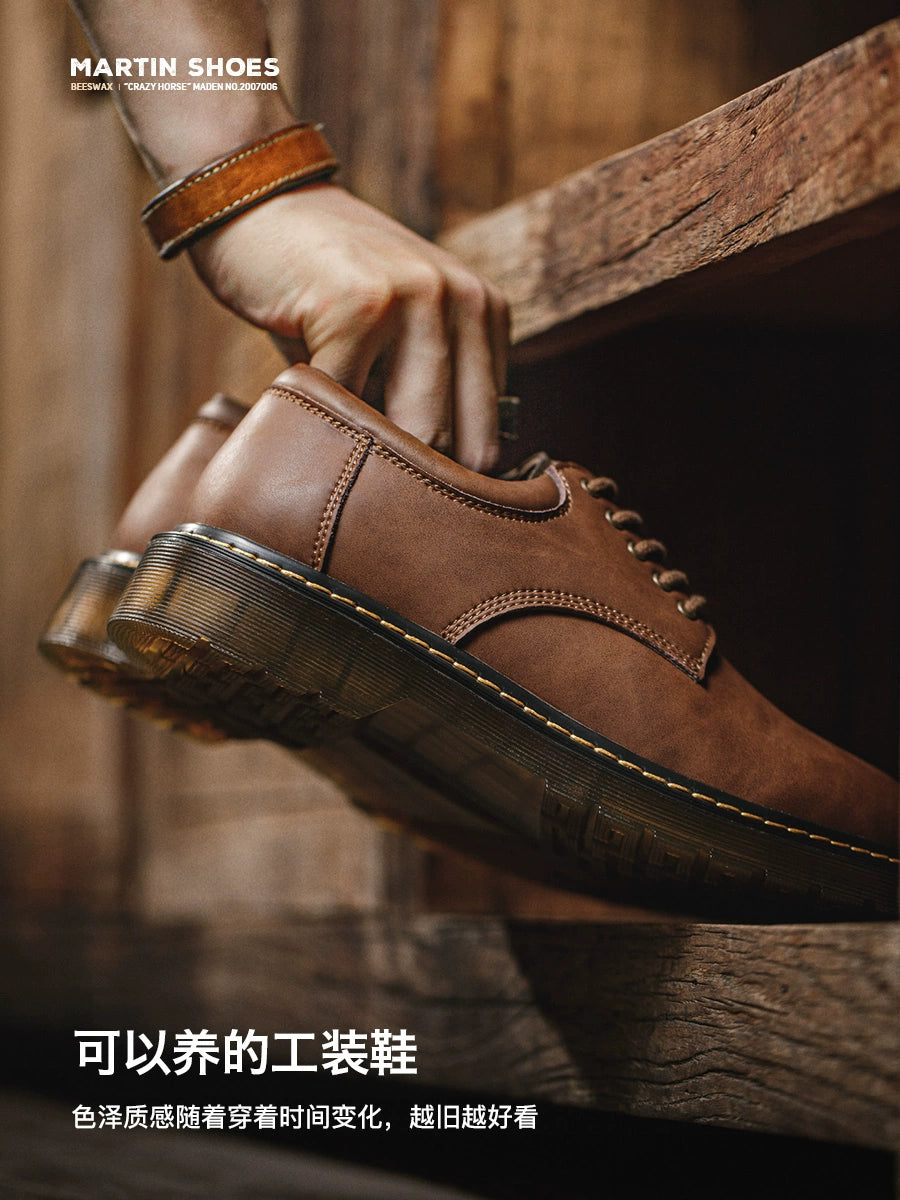 Maden Casual Versatile Big Head Leather Shoes