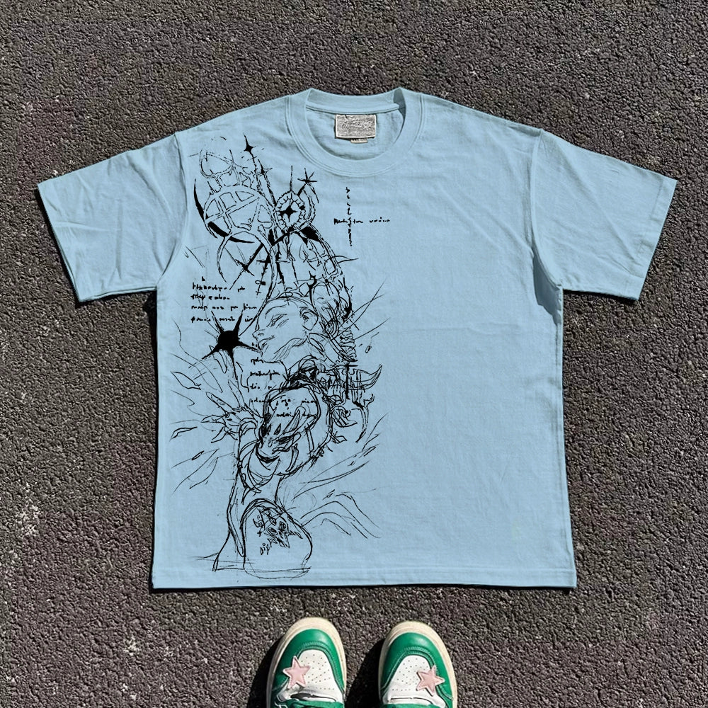 Wang Youbing Studio! Ink Anime 220g 100% Cotton Tee