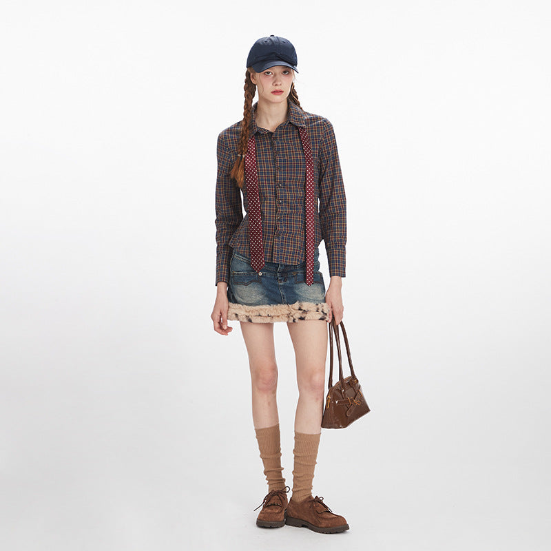 Nariele Plaid Slim Skinny Long Sleeve Shirt