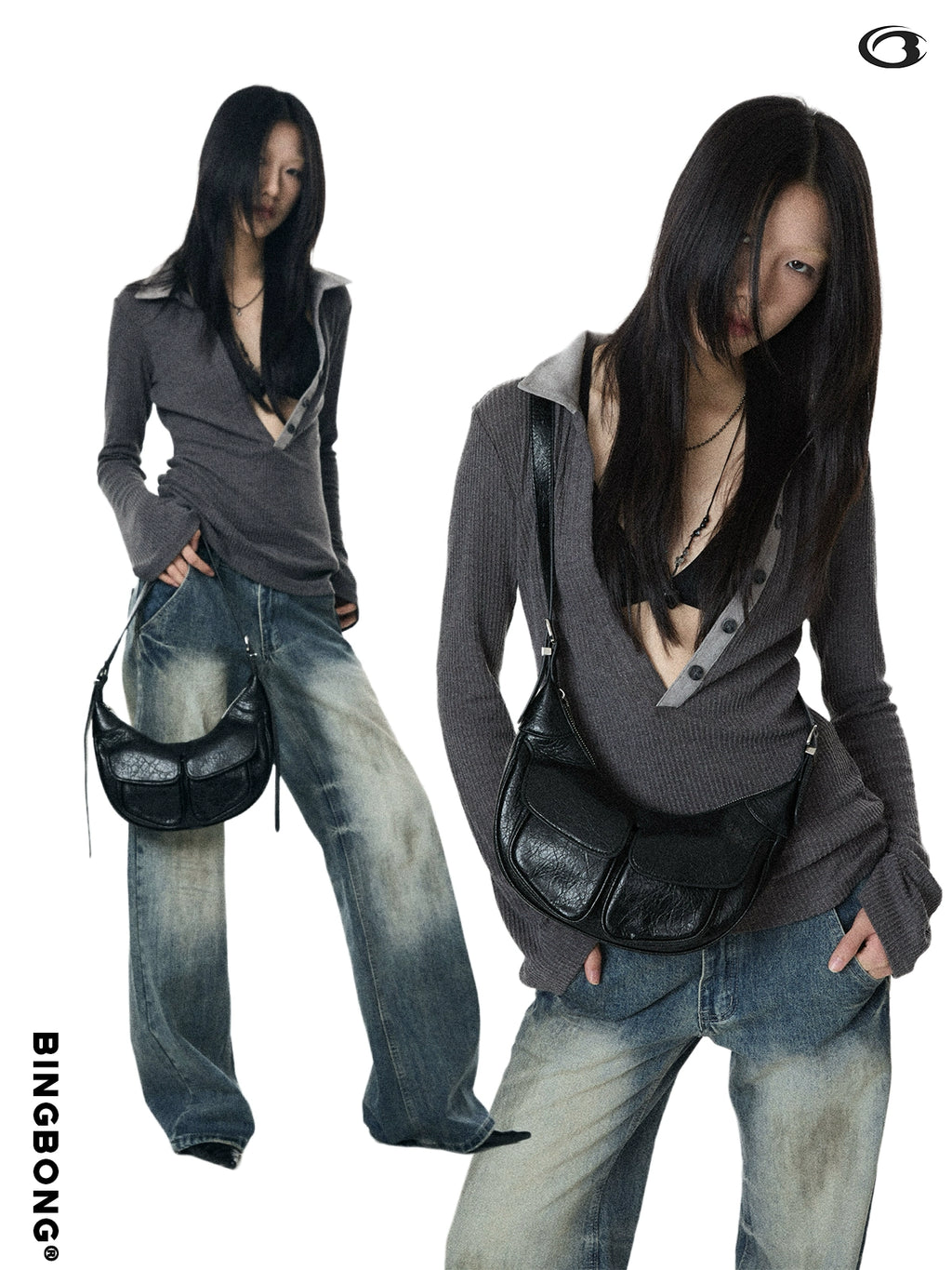 BINGBONG Vintage Locomotive Wind Pleated Shoulder Underarm Bag