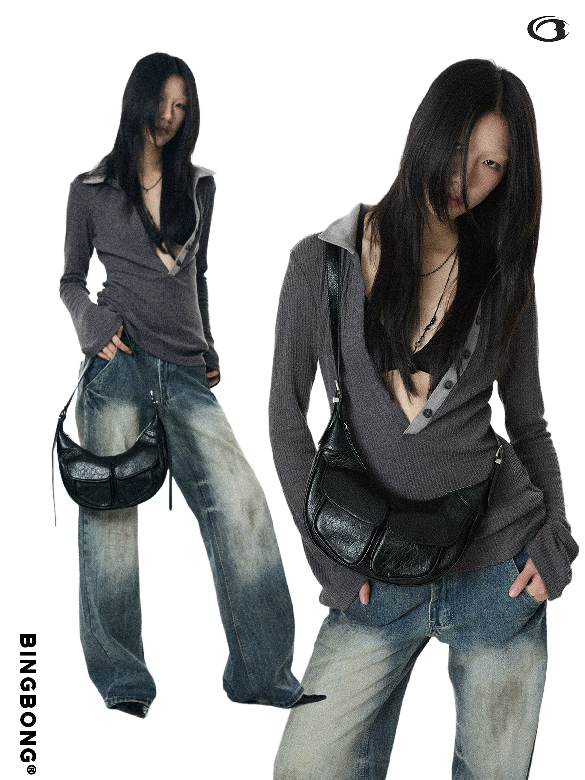 BINGBONG Vintage Locomotive Wind Pleated Shoulder Underarm Bag