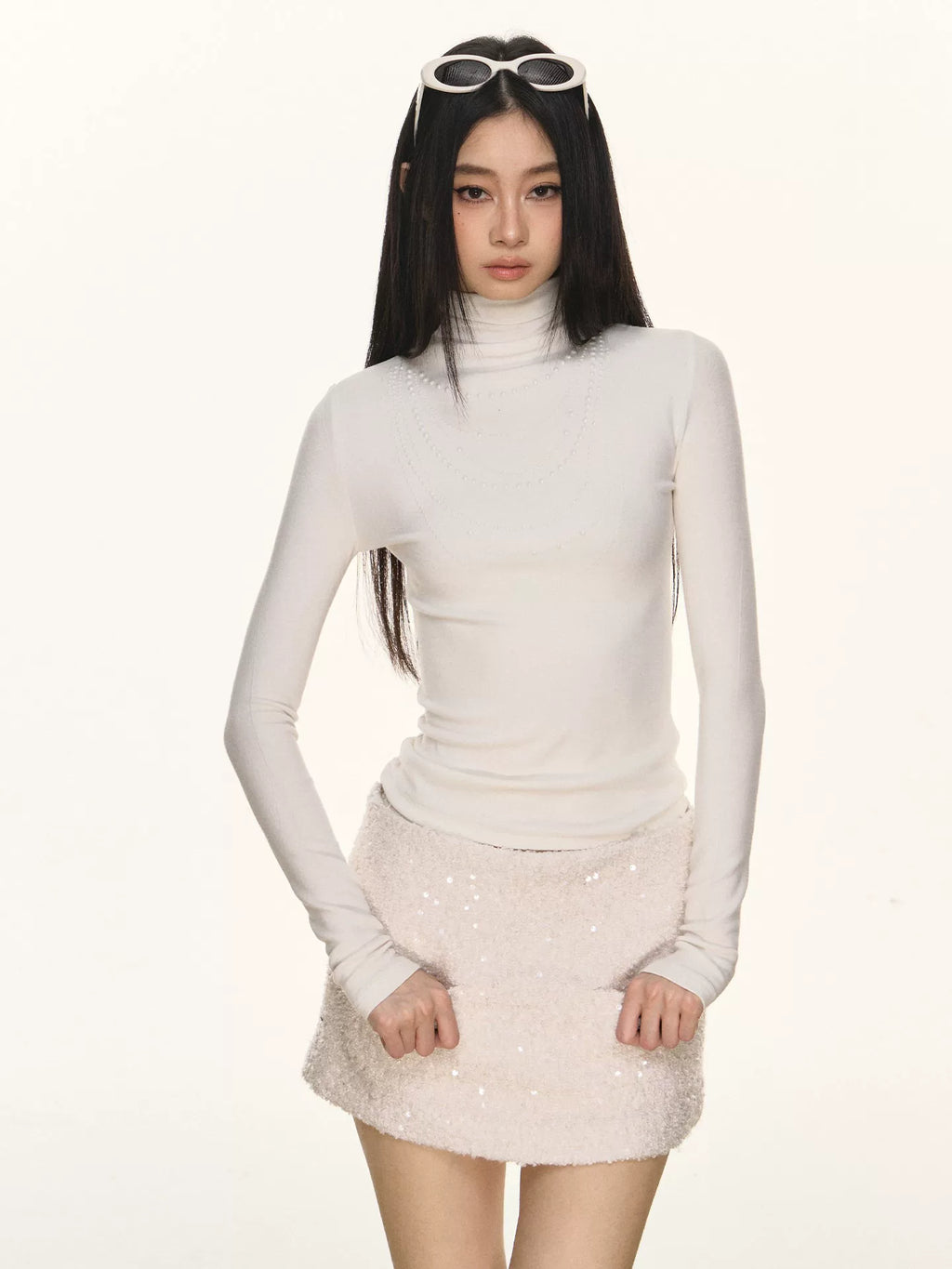 Anna Aneae Turtleneck Hot Diamond Slim Slim Long Sleeves