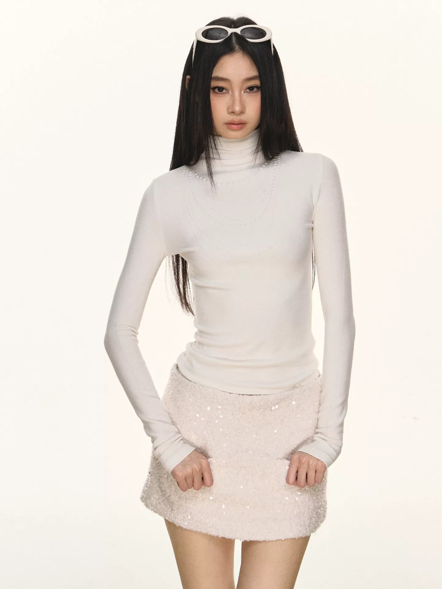 Anna Aneae Turtleneck Hot Diamond Slim Slim Long Sleeves