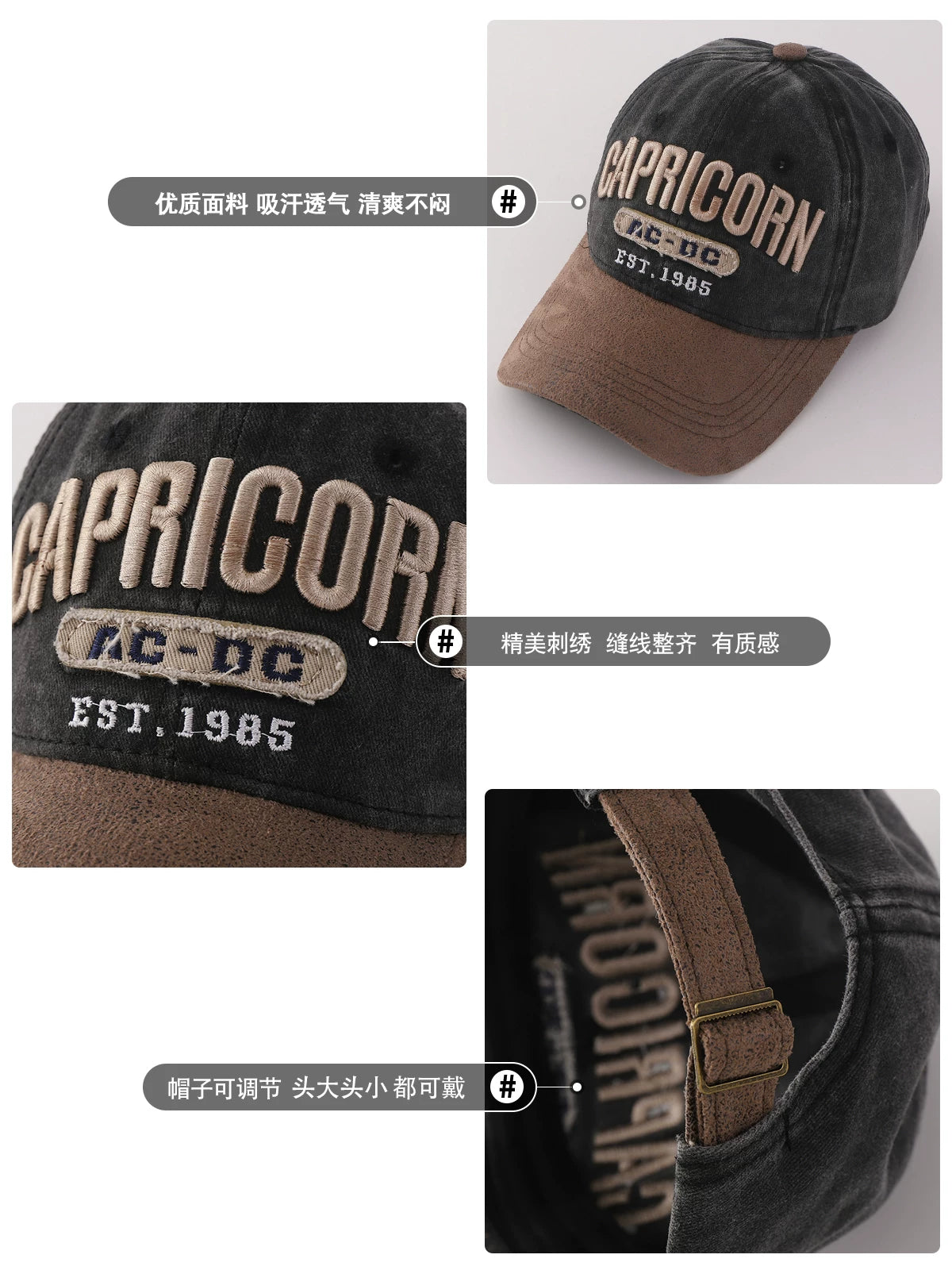 YORSOY Retro Casual Denim Baseball Cap