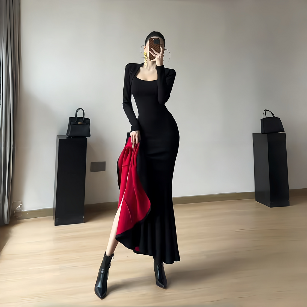 Instunning Square Neck Fishtail Dress