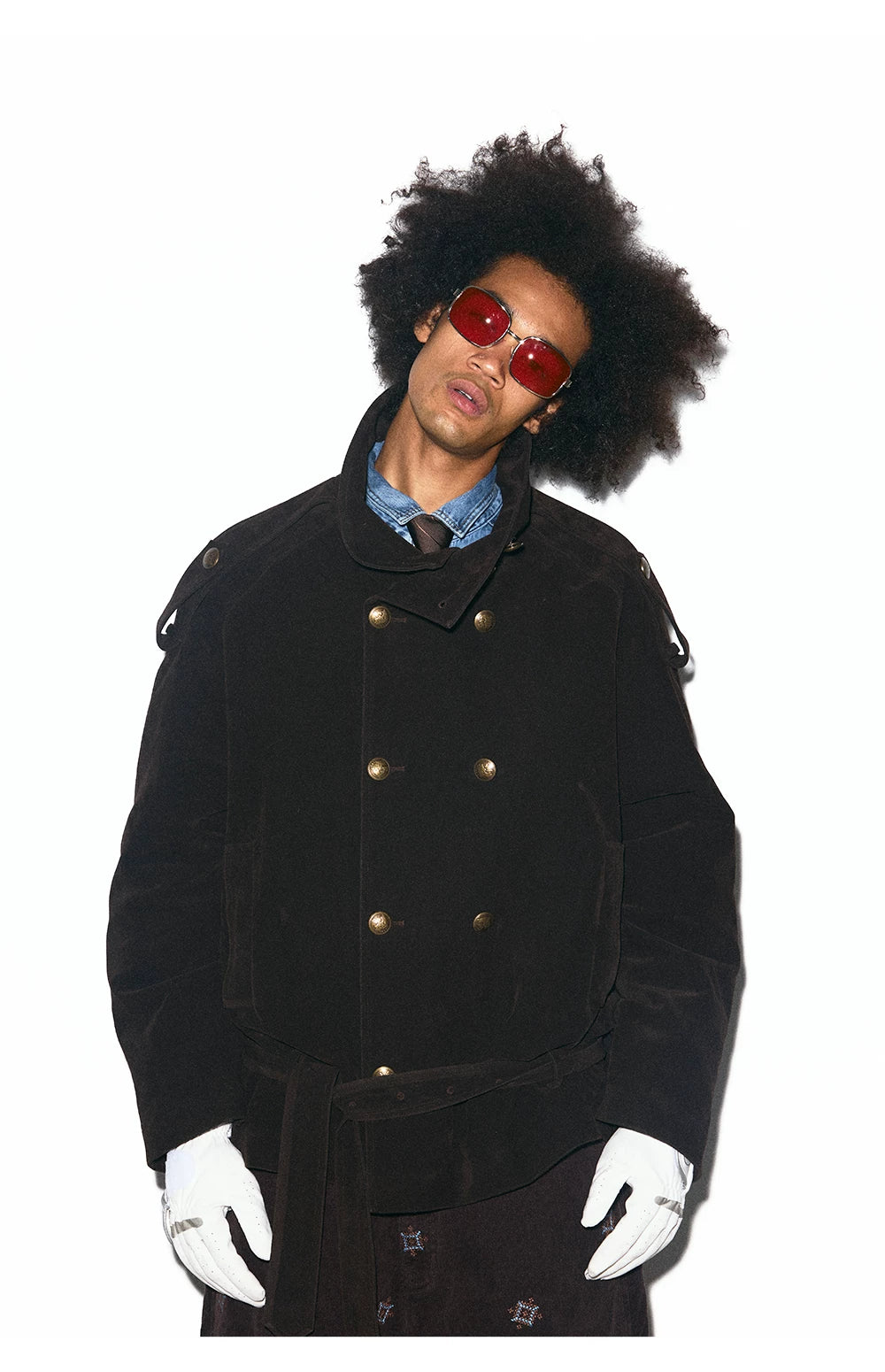 TREclub Padded Lapel Waist Double-breasted Trench Coat