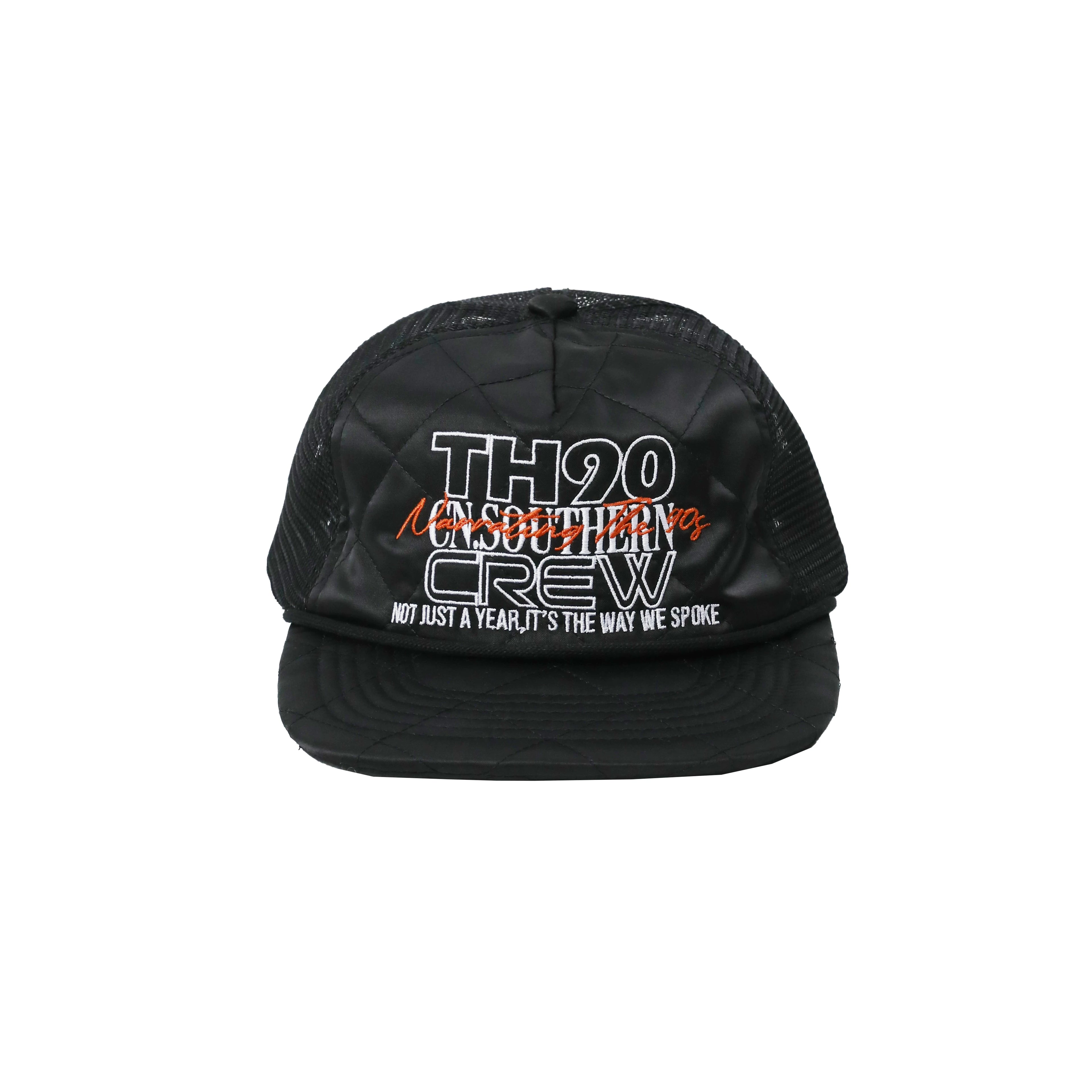 TH90CREW Satin Letter Printed Flat Rim Cap
