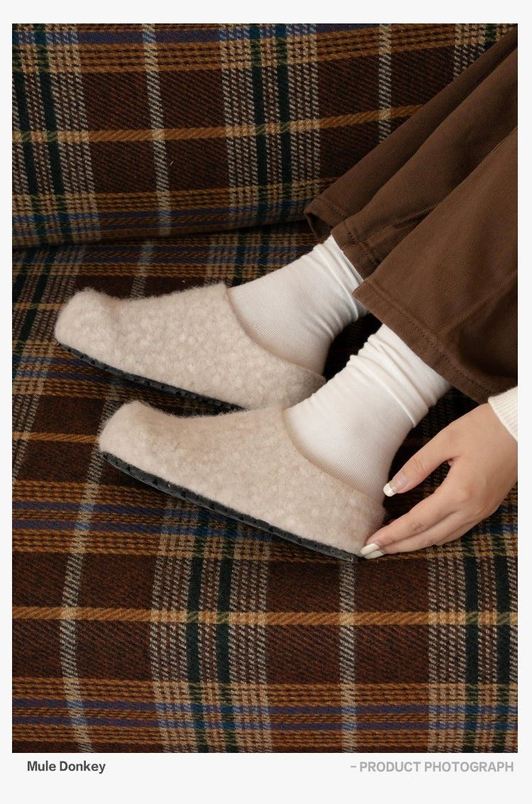 Donkey Fleece Outer Wear Versatile Warm Fluffy Shoes
