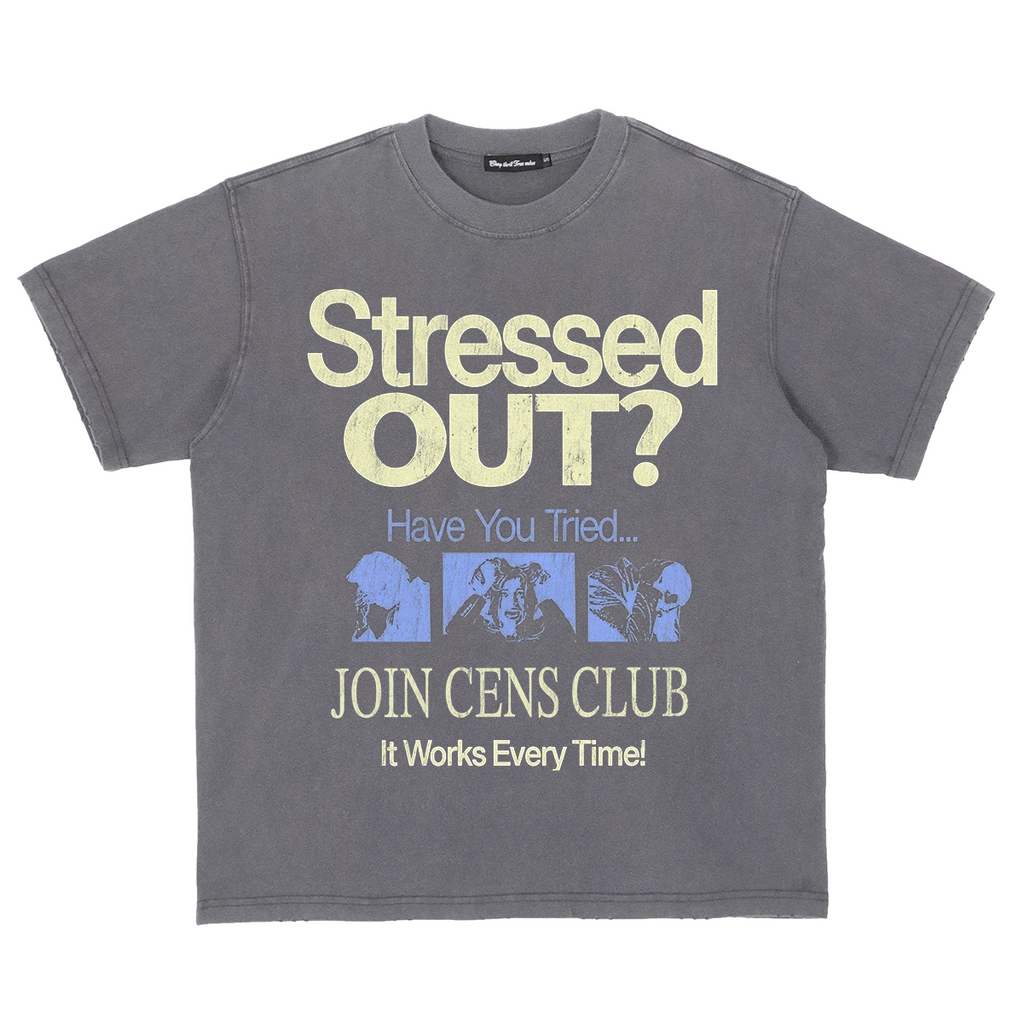 CENSMADE Washed Old American Alphabet Printed Tee