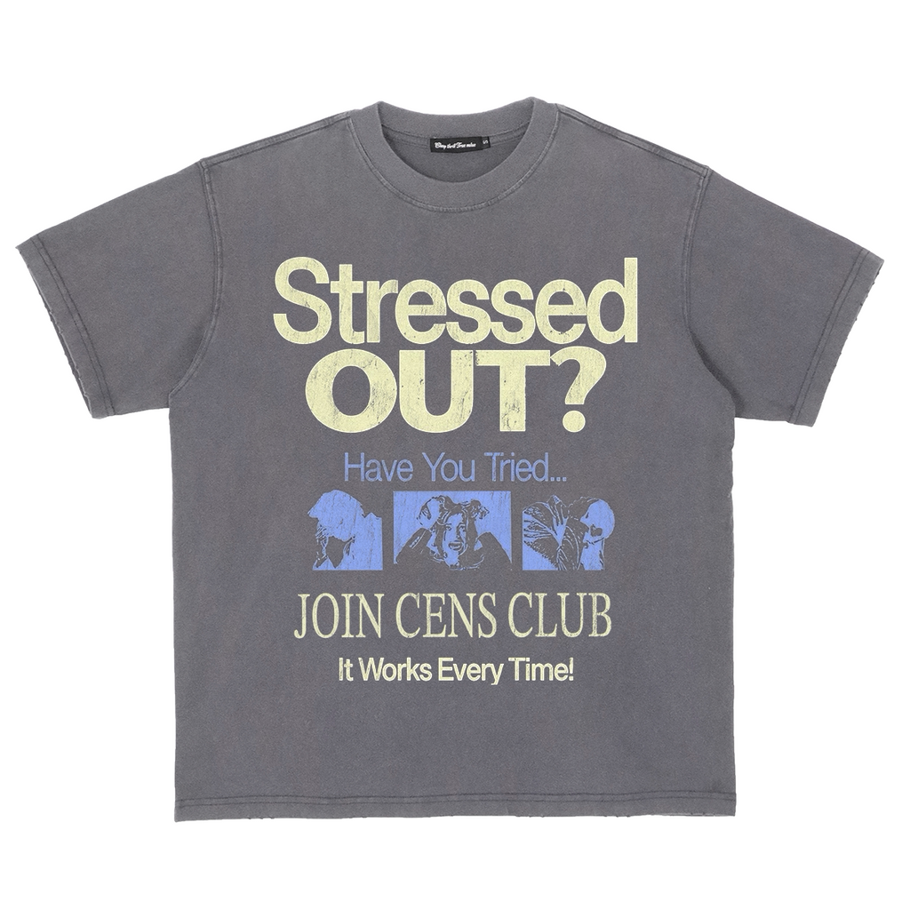 CENSMADE Retro Letter Print Casual Tee