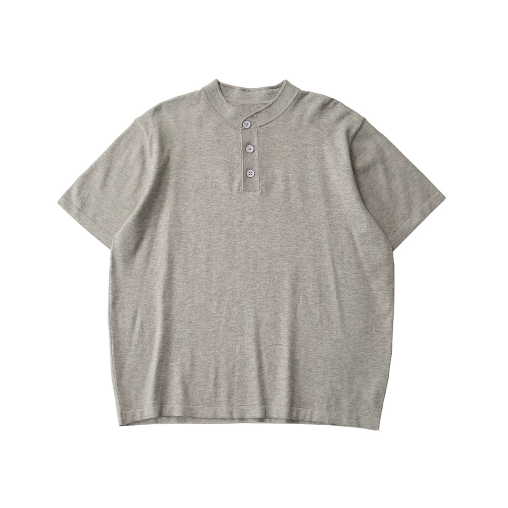 LIVINGTOWN Simple Henry Collar Versatile Casual Tee
