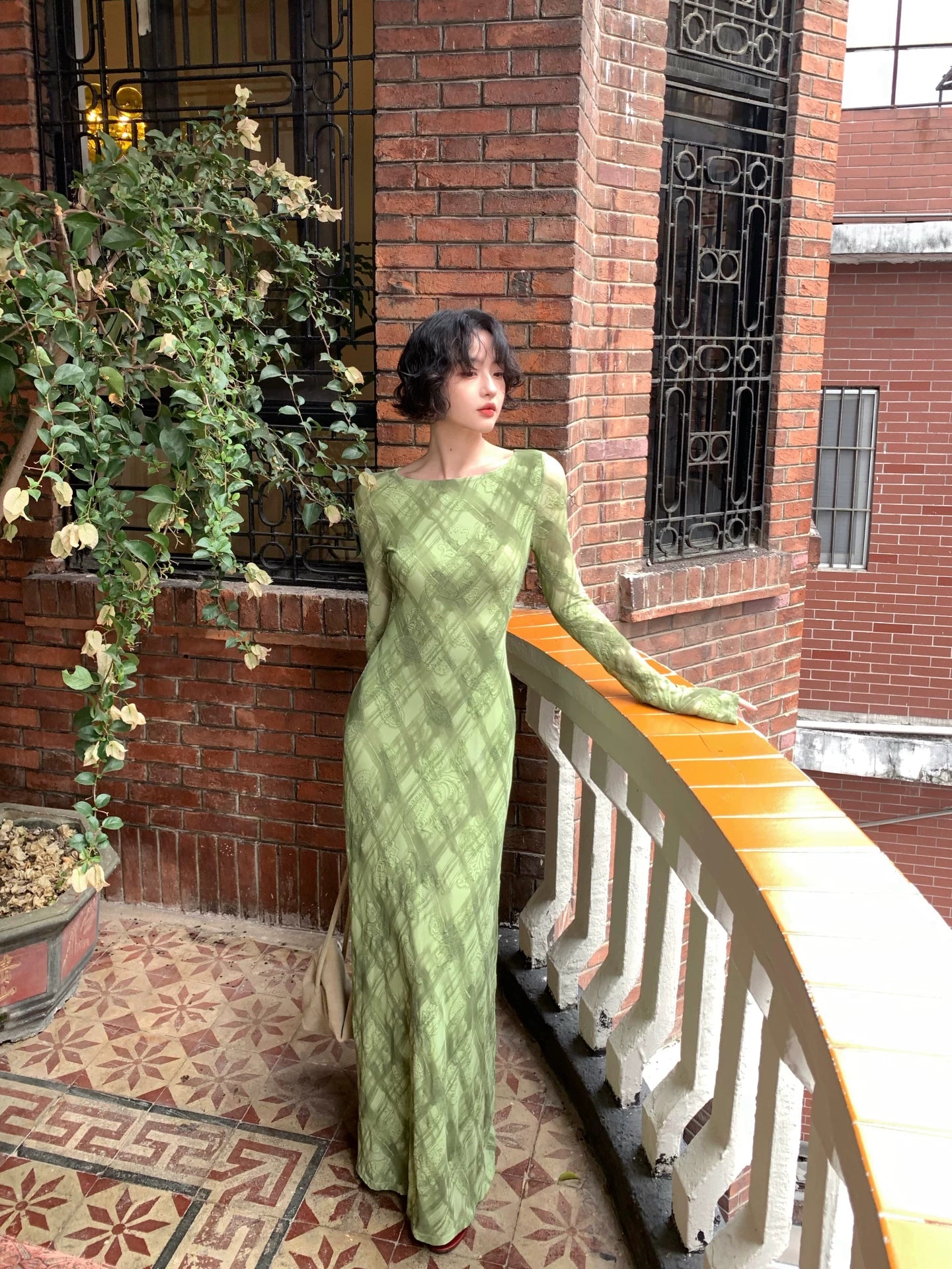 KELIFAN Plaid Print Long Dress