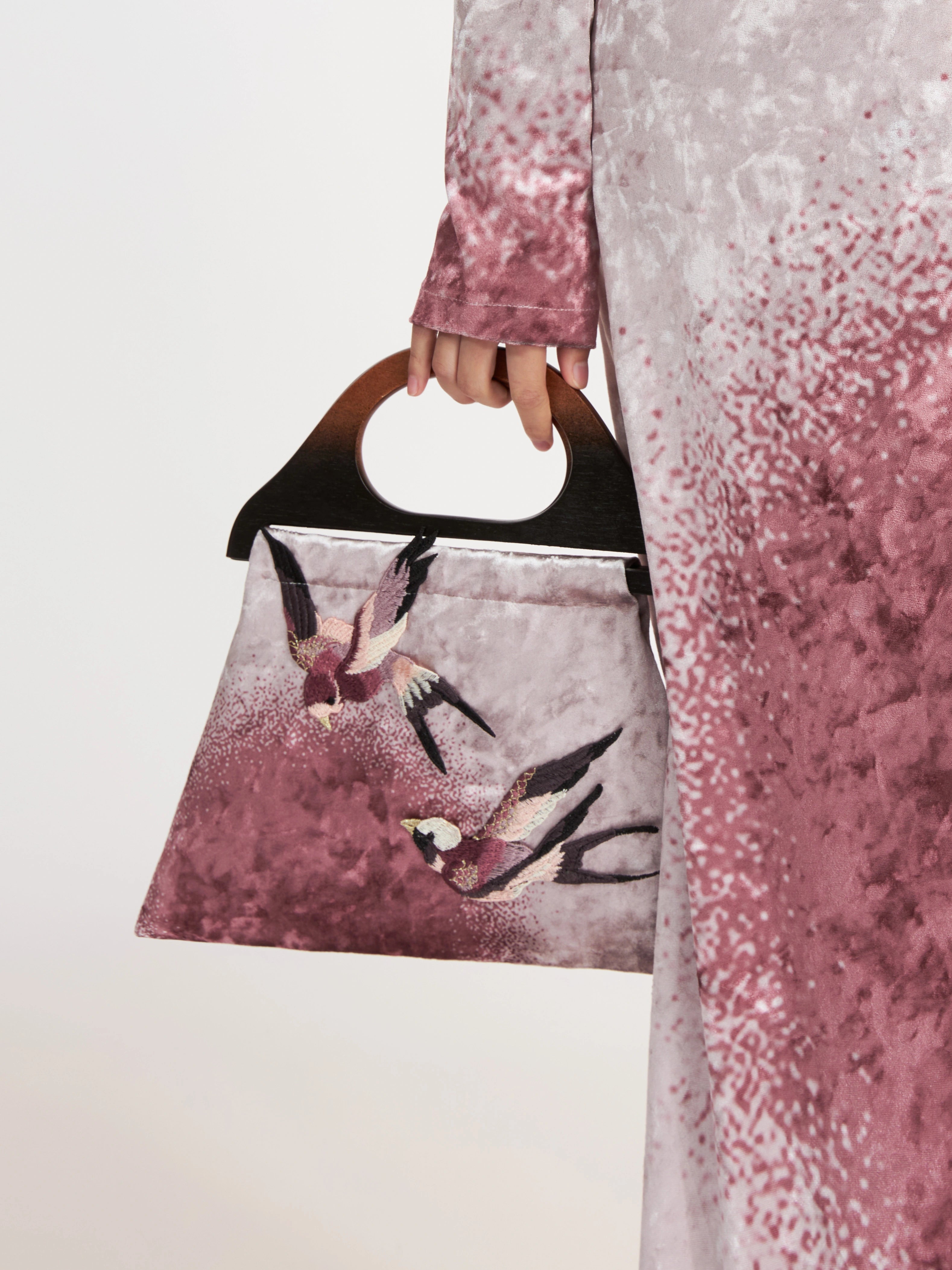 Eidolon Grain Velvet Print Embroidered Handbag