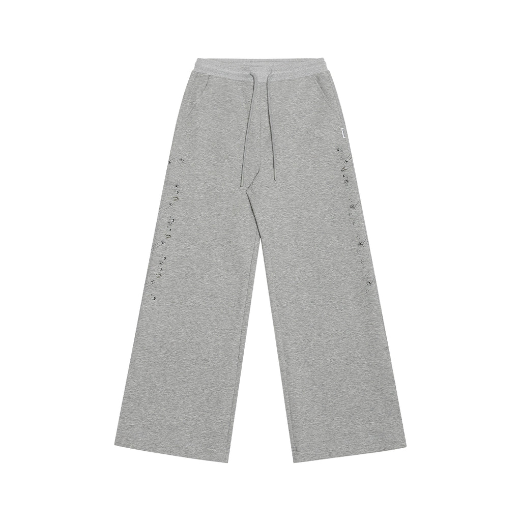FUNKYFUN Loose-fitting Wide-leg Side-seam Pin-printed Casual Sweatpants
