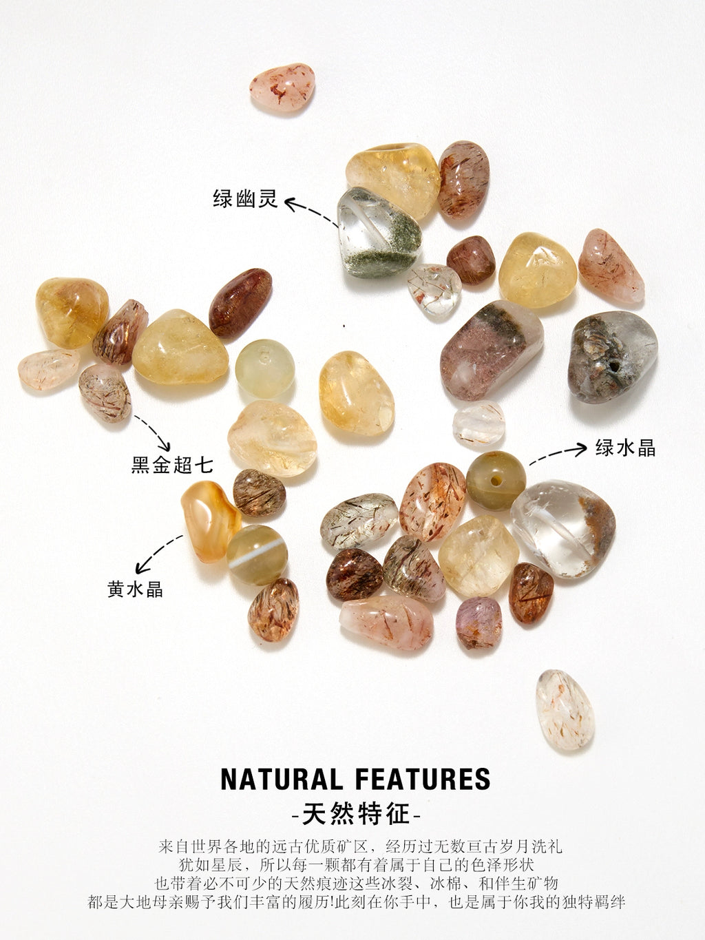 SUMIYAKI Natural Citrine Energy Stone Lucky Beads