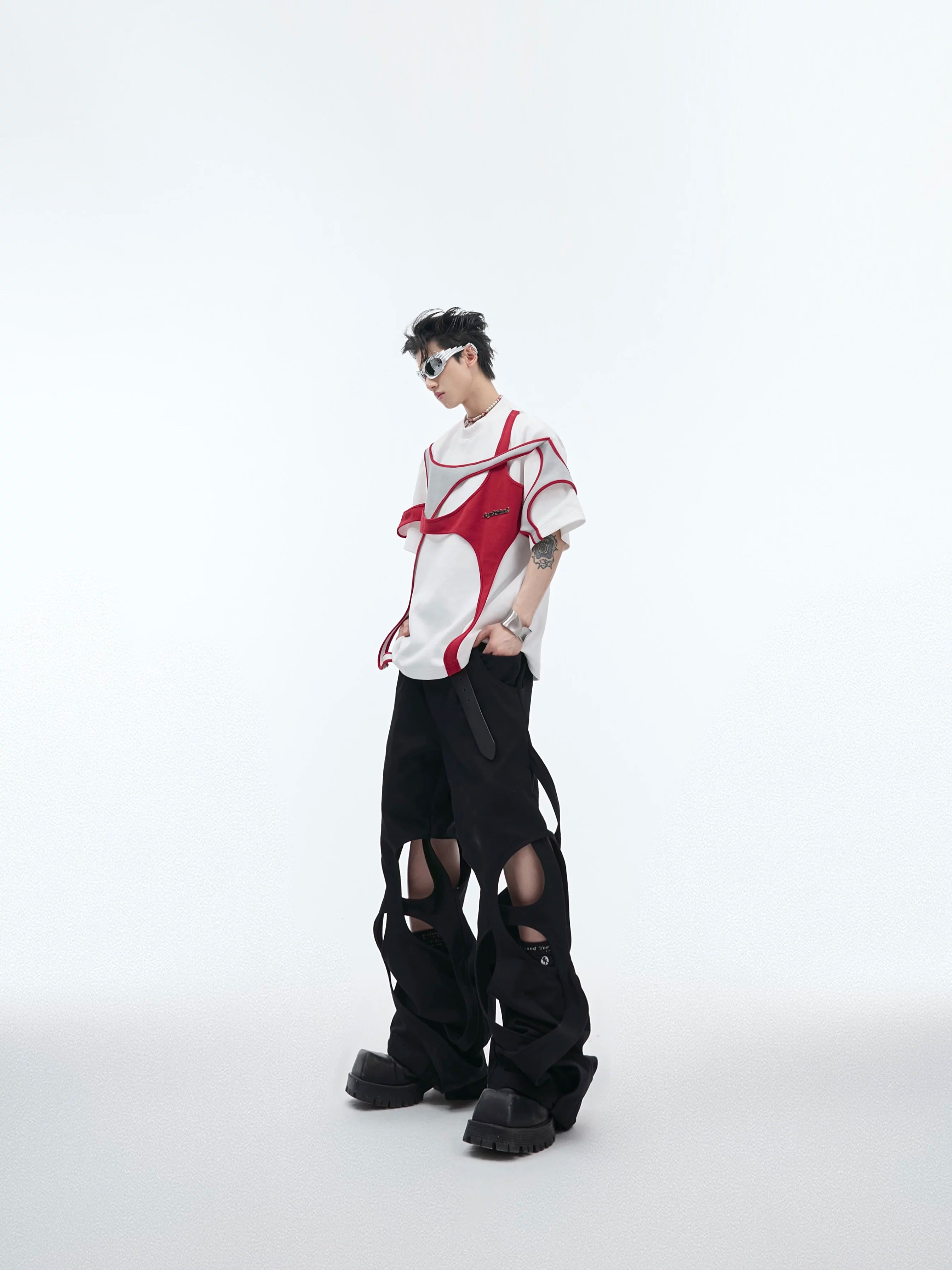 ArguECulturE Double-layer Splicing Strap Contrasting Loose Tee