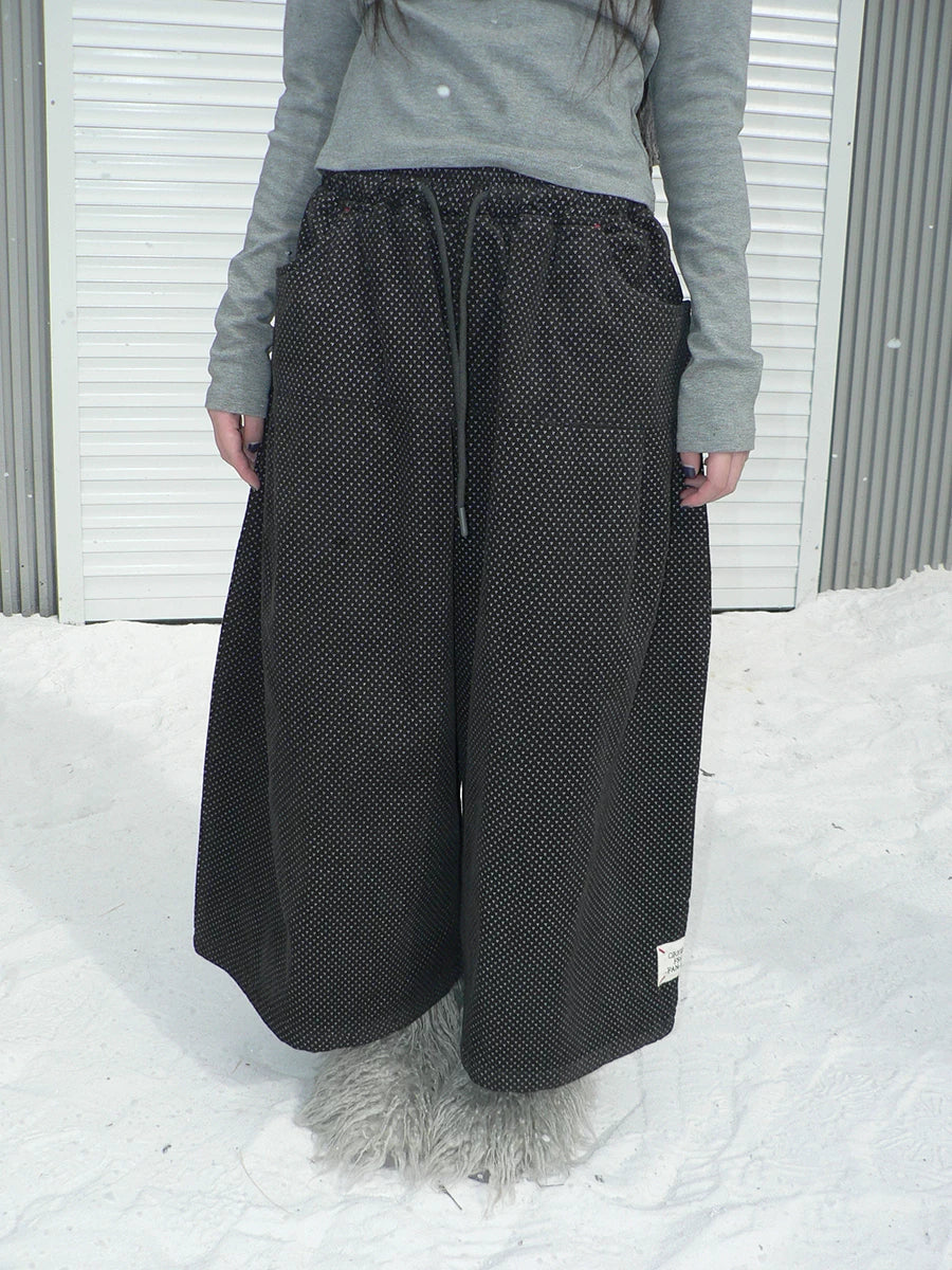 Ang: Project Vintage Polka Dot Elastic Waist Drawstring Wide Leg Slacks