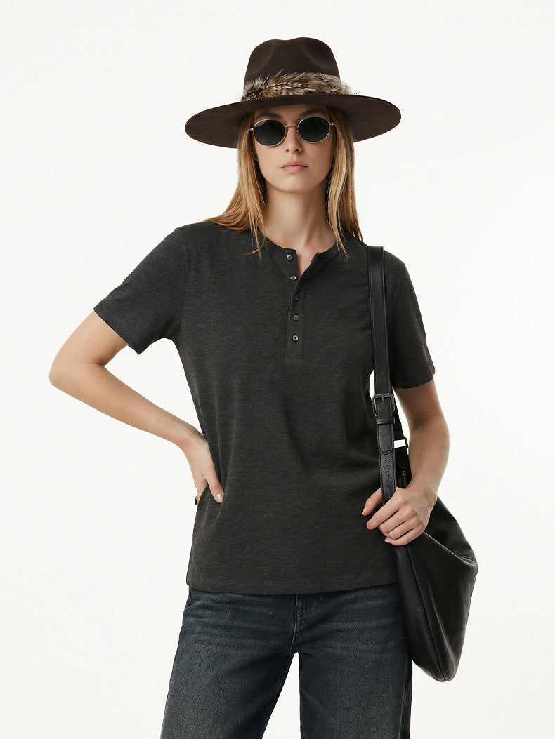 Inflation Old Money Henry Collar Short Sleeve T-Shirt