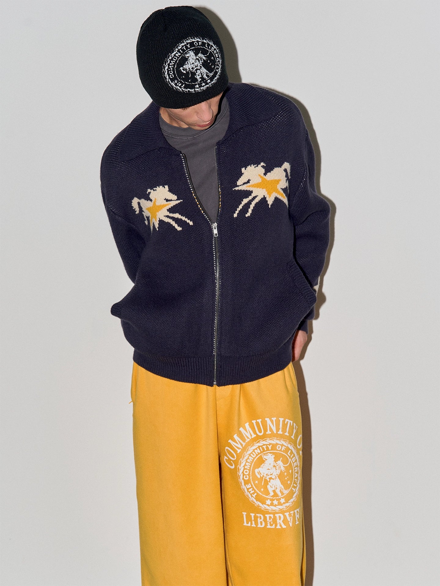 LIBERAFIT Wool-knitted Jacquard Zipper Jacket