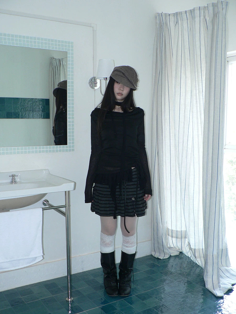 Ang: Project Stacked Lotus Leaf Edge Swing Collar Long Sleeve