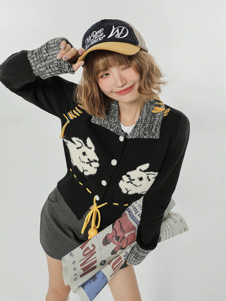 Girlyhalo Vintage Slim Fit Knit Jacket
