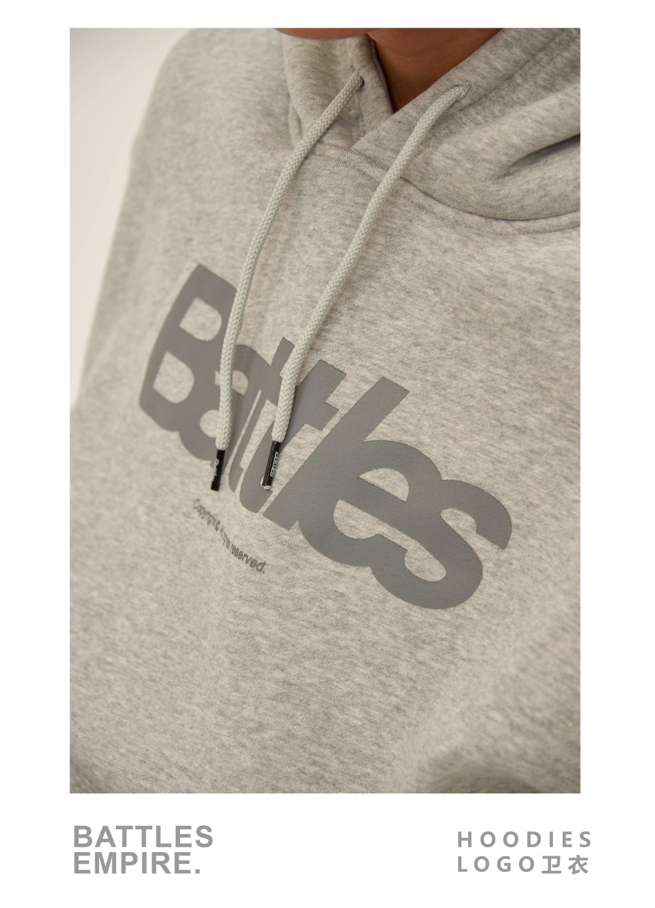 Battles Basic Logo Print Fleece Hoodie
