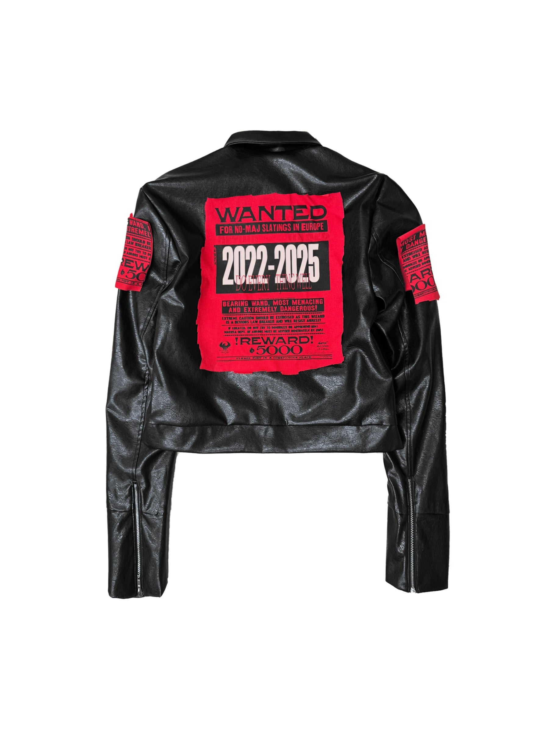 DETW Sticker Embroidered Locomotive Style Short Zipper Jacket