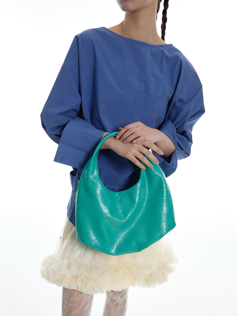 DirtySix Fuka bento soft pleated shiny leather bag