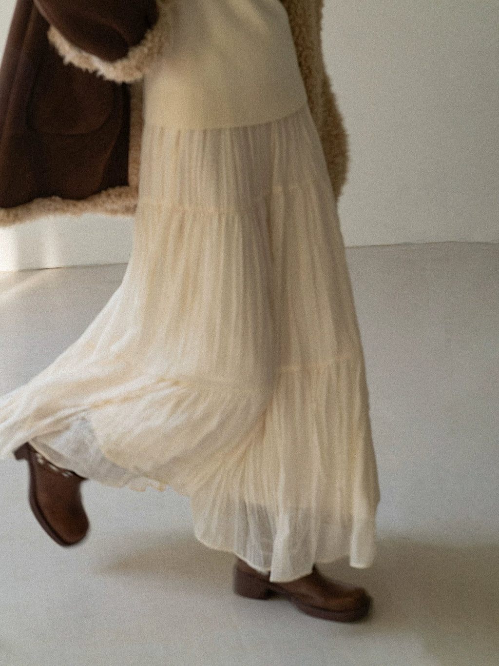 EGGKA Slim Pleated High Waist Skirt